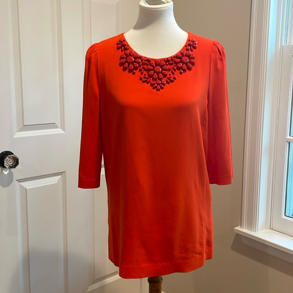 Kate Spade Embellished Colorfully Orange Top - Size 8 - Picture 2 of 8